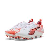 PUMA Ultra 5 PRO FG/AG JR - Scarpe da Calcio Unisex, PUMA White-PUMA Black-Glowing Red,