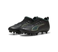 PUMA Scarpe da calcio ULTRA 6 MATCH FG/AG per ragazzi, Scarpe, Nero/Fizzy Light/Verde Terrain, 38.5 38.5
