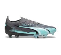 PUMA Ultra Ultimate Rush Firm GroundArtificial Ground - Tacchetti da calcio da uomo, tacchetti da calcio, terreno solido, blu, grigio, Grigio resistente/bianco/Elektro Aqua, 44.5 EU