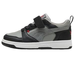 PUMA Unisex Bambino Rebound V6 Lo Mid 90s AC+ PS Basket, Nero Grigio Eco per Tutti i Tempi Rosso, 34 EU, Puma Nero Grigio Echo per Tutti i Tempi Rosso, 34 EU