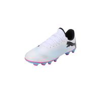 PUMA Unisex Kids Future 7 Play Fg/Ag Jr Scarpe da calcio, White Black Poison Pink, 38 EU