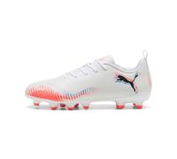 PUMA Unisex Kid's Future 8 Play Fg/AG Jr Soccer Shoe, Puma White Puma Black Glowing Red, 38.5 EU