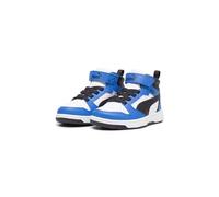 Puma Unisex Kids Puma Rebound V6 Mid Ac+ Ps Sneakers, Puma White-Puma Black-Racing Blue, 34 EU