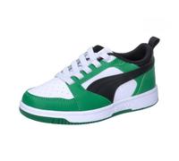 PUMA Unisex Kids Rebound V6 Lo Ac Ps Scarpe da ginnastica, Puma White Puma Black Archive Green, 28 EU