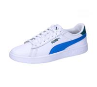 Puma Unisex Youth Smash 3.0 L JR Sneaker, Puma White-HYPERLINK Blue-Cold Green, 35.5 EU