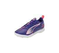Puma Unisex Youth Ultra 5 Play TT JR Soccer Shoe, Lapis Lazuli-Puma White-Sunset Glow, 38.5 EU