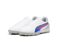 PUMA Unisex's King Match TT Soccer Shoe, Puma White Bluemazing Flat Light Gray, 41 EU