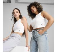 PUMA WARDROBE Essentials Ribbed Crop Top Women, Abbigliamento, Bianco, L L