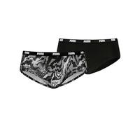 PUMA Women's Printed Hipster, Black, S (2er Pack)