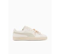 Scarpe PUMA W, in pelle scamosciata, color crema/argento, taglia 36