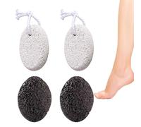 Pumice Stone Set - Natural Volcanic Foot Scrubber System, 4 Piece Deep Cleaning Spa Pedicure Kit, Hard Skin Callus Removal Tool, Home Shower Bath Travel Daily Care Use Women Men