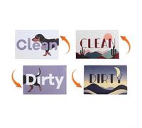 Pumixiy 2 cartelli magnetici per lavastoviglie da 9 x 6 cm, per indicatore di sporco pulito, aspirazione su entrambi i lati per l'organizzazione della cucina, compatibile con Washing Mac (E)