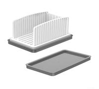 Pumixiy Affettatrice per pane regolabile multifunzionale, include vassoio per briciole per un taglio pulito, 3 impostazioni precise per fette, struttura in plastica resistente al calore, facile