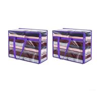 Pumixiy Borsa portaoggetti in PVC trasparente da 40 l con manici per vestiti, biancheria da letto e organizzazione della casa, confezione da 2 (2 pezzi)