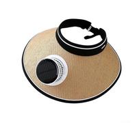 Pumixiy Cappello da sole estivo con ventole, cappello vuoto a tesa larga per protezione UV, ricaricabile 600 mAh, cappello per pesca, campeggio, escursionismo, solare/USB doppio (grande cappello di