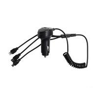 Pumixiy Caricabatteria da auto a ricarica rapida da 55 W con doppia porta USB, cavo retrattile tre in uno e monitor di tensione, compatibile con dispositivi USB e di tipo C in 12 V 24 V