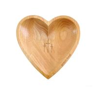 Pumixiy Ciotola da preghiera in legno a forma di cuore per meditazione cristiana e crescita spirituale, versatile decorazione per la casa e matrimonio con biglietto di auguri (colore legno)