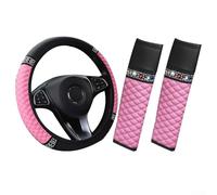 Pumixiy Coprivolante in pelle con spalline, accessorio alla moda per interni auto con strass per un maggiore comfort e stile, adatto per ruote da 37 a 38 cm (3 pezzi)