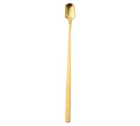 Pumixiy Cucchiaino da tè in acciaio inossidabile con manico lungo, cucchiaino da tè, cucchiaino da latte, cucina, bar, gelato, cocktail, cucchiaio con manico lungo 15/17 cm (oro, 17 cm)