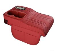 Pumixiy Cuscino per bracciolo auto, con portabicchieri e scatola per fazzoletti, in pelle napa, supporto ergonomico per aumentare l'altezza, adatto per la maggior parte dei veicoli, colore rosso