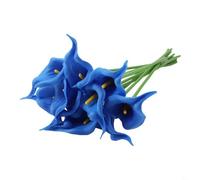 Pumixiy Eleganti fiori artificiali di calla, 34 cm, per la decorazione della casa con bacche artificiali, centrotavola realistico per matrimoni e decorazioni per feste, facili da modellare (blu reale)