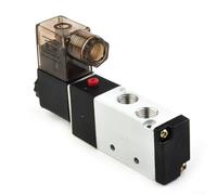 Pumixiy Elettrovalvola pneumatica 4V210-08 DC 24V 5 porte 2 posizioni con silenziatore SL-01 e connettori, corpo in lega di alluminio, design pilotato a bobina singola, 1/4 per NPT
