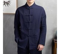 Pumixiy Giacca da uomo Tang Suit Kung Fu in lino e cotone con colletto | Design con colletto rialzato, bottoni sul davanti, misto lino-cotone, taglie dalla L alla 4XL, abbigliamento primaverile e