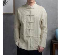 Pumixiy Giacca da uomo Tang Suit Kung Fu in lino e cotone con colletto | Design con colletto rialzato, bottoni sul davanti, misto lino-cotone, taglie dalla L alla 4XL, abbigliamento primaverile e