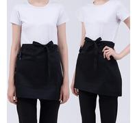 Pumixiy Grembiule corto nero per uomini e donne, grembiule da cucina regolabile in vita per cucina, barbecue, barbecue, caffetteria, 58 x 43 cm (nero)