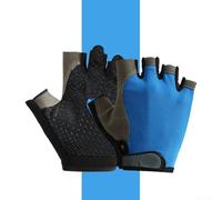 Pumixiy Guanti sportivi a mezze dita con design a rete traspirante, ideali per ciclismo, escursionismo e attività fisiche, protezione UV e controllo migliorato della presa (blu ordinario L)