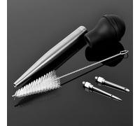 Pumixiy Iniettore da cucina in acciaio inox - 155,9 g per tacchino con due aghi per carne e pollame, siringa da cucina antigoccia, design lavabile in lavastoviglie