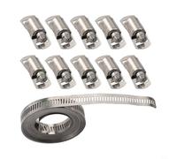 Pumixiy Kit di morsetti riutilizzabili con ingranaggio a vite senza fine regolabile, fascette stringitubo in acciaio inossidabile per applicazioni pesanti, grado marino 304, set di riparazione fai da