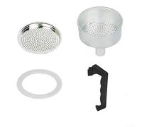 Pumixiy Kit di ricambio per caffettiera espresso e moka, con guarnizione e filtro a imbuto, per 1, 3, 6, 9, 12 tazze, accessori per caffettiera in alluminio (12 tazze)