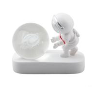 Pumixiy Lampada a sfera di cristallo con figura di astronauta 3D, luce notturna a LED per decorazione domestica, base che cambia colore, design del sistema solare dello spazio pianeta per bambini
