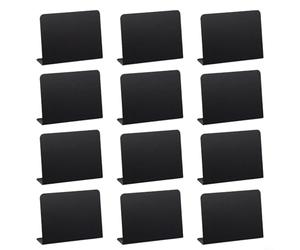 Pumixiy Lavagna riutilizzabile per buffet, matrimoni, bar, 12 etichette a forma di L per menù per nomi di alimenti, numeri di tavolo, cartellini dei prezzi, sig delle piante