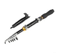 Pumixiy Mini canna da pesca telescopica, portatile, in carbonio, da viaggio, leggera, pieghevole, con bobina in lega di alluminio, rapporto di trasmissione 5,2:1, 1 m, 1,2 m, 1,5 m, nero