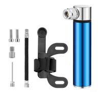 Pumixiy Mini pompa portatile per bici con supporto: pompa compatta in lega di alluminio ad alta pressione per biciclette, attrezzature sportive e compatibilità con valvole (blu US/FR)