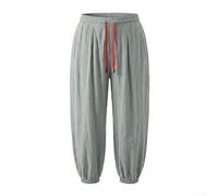 Pumixiy Pantaloni da uomo in cotone harem pantaloni larghi con risvolto | cotone naturale, texture delicata sulla pelle, assorbe l'umidità, tinta unita, lavabile in lavatrice