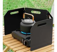 Pumixiy Parabrezza pieghevole per stufe da campeggio, parabrezza per caminetto esterno con design a risparmio energetico, compatto e resistente in lega di zinco-ferro per (quattro piove)