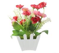 Pumixiy Piante finte da esterno in vaso di fiori retrò, decorazione per la casa e il giardino, fiori artificiali in vaso, a bassa manutenzione, in plastica, per tutte le stagioni, verde realistico