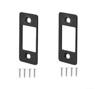 Pumixiy Piastra di finitura con bordo in acciaio per catenaccio stretto in acciaio inox, set di riparazione per serratura della porta, fissaggio in argento, grande (2 pezzi, nero e viti)