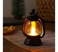 Pumixiy Piccola lampada a olio a LED per decorazione natalizia e bar, design vintage per pony, luce calda a risparmio energetico, dimensioni compatte 5 x 6 x 10,5 cm, ideale per tavoli e (nero)
