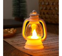 Pumixiy Piccola lampada a olio a LED per decorazione natalizia e bar, design vintage per pony, luce calda a risparmio energetico, dimensioni compatte 5 x 6 x 10,5 cm, ideale per tavoli e (bianco)