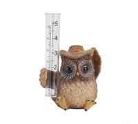 Pumixiy Pluviometro da giardino con design a gufo, in resina resistente, per esterni, per previsioni meteorologiche, decorazione da giardino con doppia misurazione