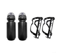 Pumixiy Portaborraccia per bicicletta e set di bottiglie da 650 ml, confezione da 4 pezzi in ABS+TPE per mountain bike e ciclismo su strada, nero