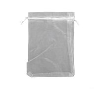 Pumixiy Sacchetti in organza trasparente per bomboniere, matrimoni, feste, sacchetti regalo con coulisse, colore bianco, collezione per gioielli e caramelle (15 x 20 cm)