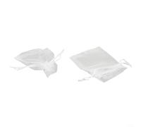 Pumixiy Sacchetti in organza trasparente per bomboniere, matrimoni, feste, sacchetti regalo con coulisse, colore bianco, collezione per gioielli e caramelle (7 x 9 cm)