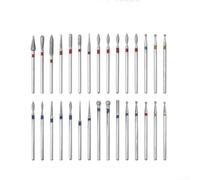 Pumixiy Set di 30 punte per trapano diamantate per cuticole, con gambo da 2,35 mm, per manicure, pedicure, rimozione gel, limatura, lucidatura e rimodellamento (naturale)