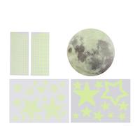 Pumixiy Set di adesivi da parete fosforescenti con 435 stelle luminose e luna per decorazione della stanza a tema spaziale, facile da applicare, materiale in PVC per soffitto e parete