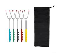 Pumixiy Spiedini lunghi in acciaio inox per barbecue all'aperto, set per arrostire braciere, 114 cm, design telescopico con manico sicuro